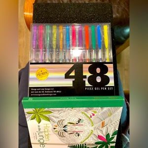 New gel pens 48 &Adult Coloring Book Hidden JungleNewArts/Crafts